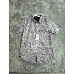 Dirty Laundry Mens‎ Short Sleeve Button Up Shirt Purple Floral Print Size XL